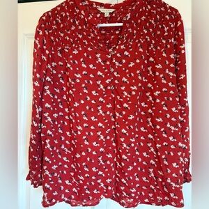 Lucky Brand Red Floral Blouse